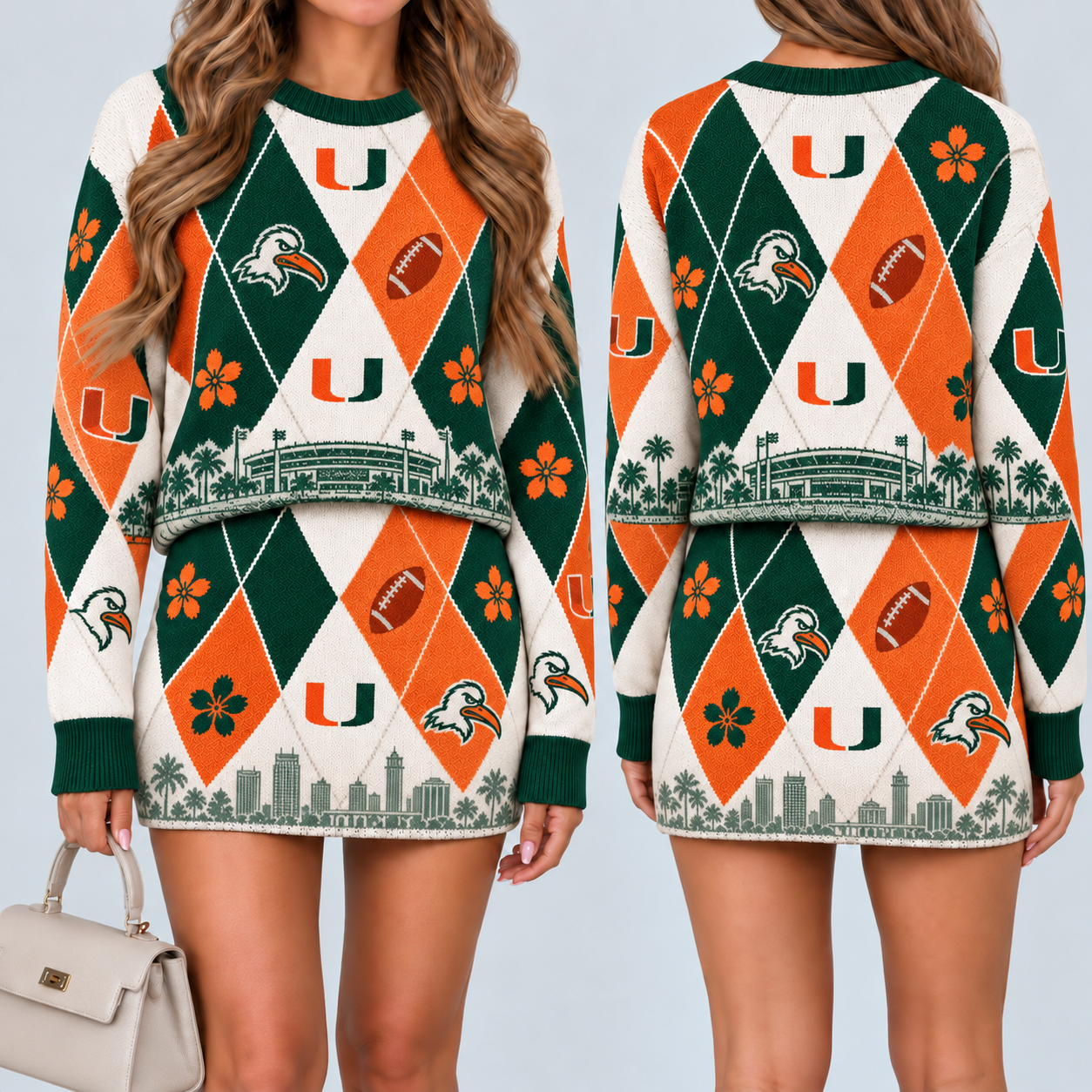 Miami Hurricanes Women's Argyle Shirt & Skirt Set