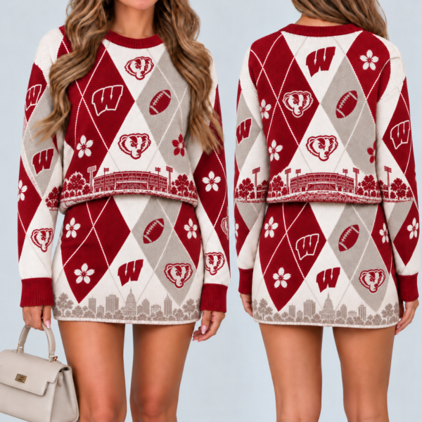 Wisconsin Badgers Women's Argyle Shirt & Skirt Set