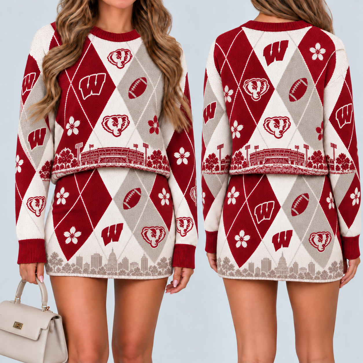 Wisconsin Badgers Women's Argyle Shirt & Skirt Set