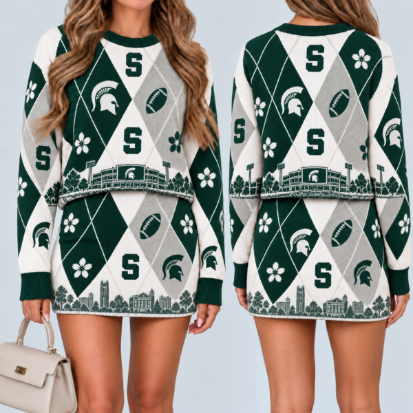 Michigan State Spartans Women's Argyle Shirt & Skirt Set