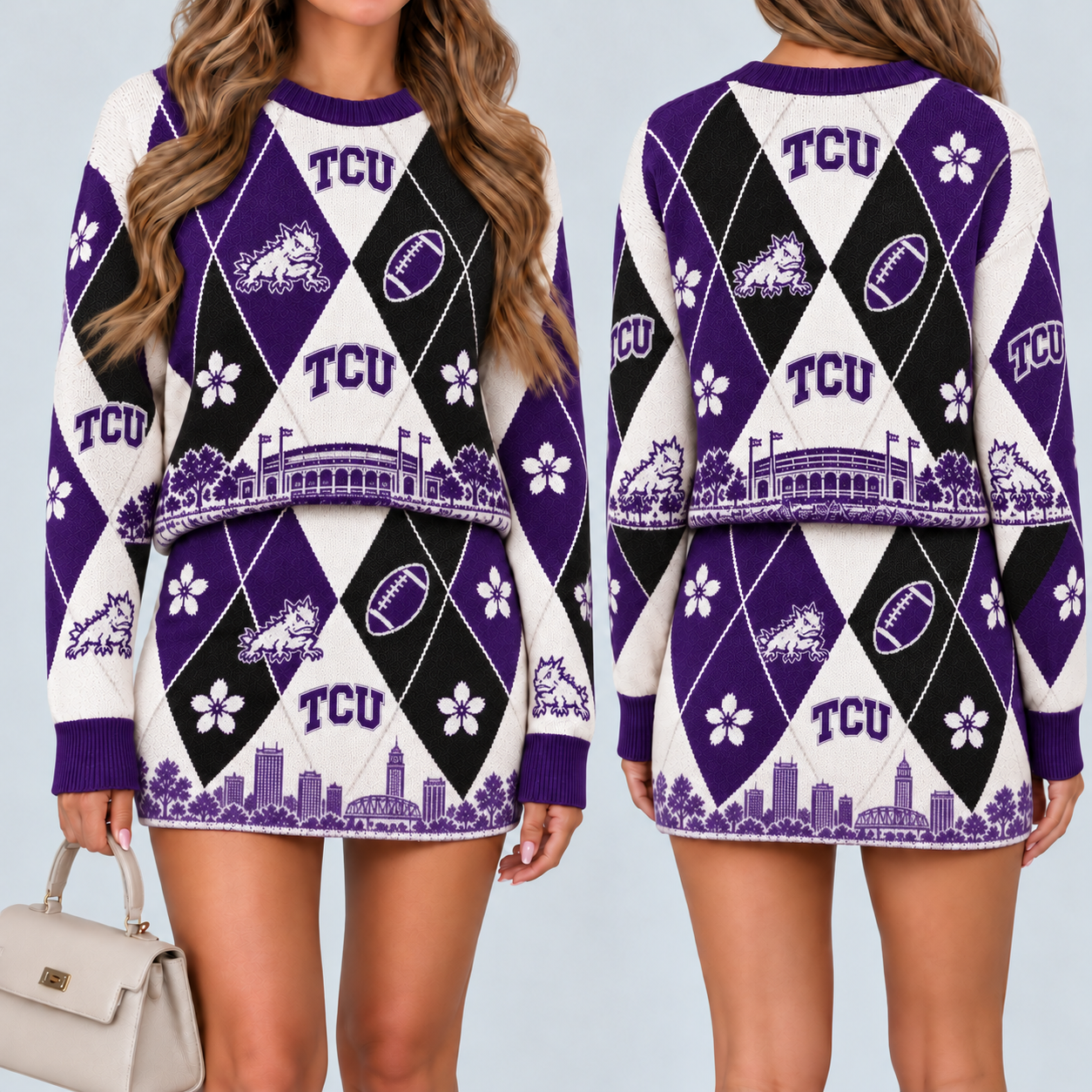 TCU Horned Frogs Women's Argyle Shirt & Skirt Set