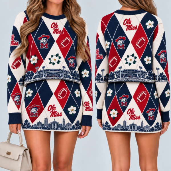 Ole Miss Rebels Women's Argyle Shirt & Skirt Set