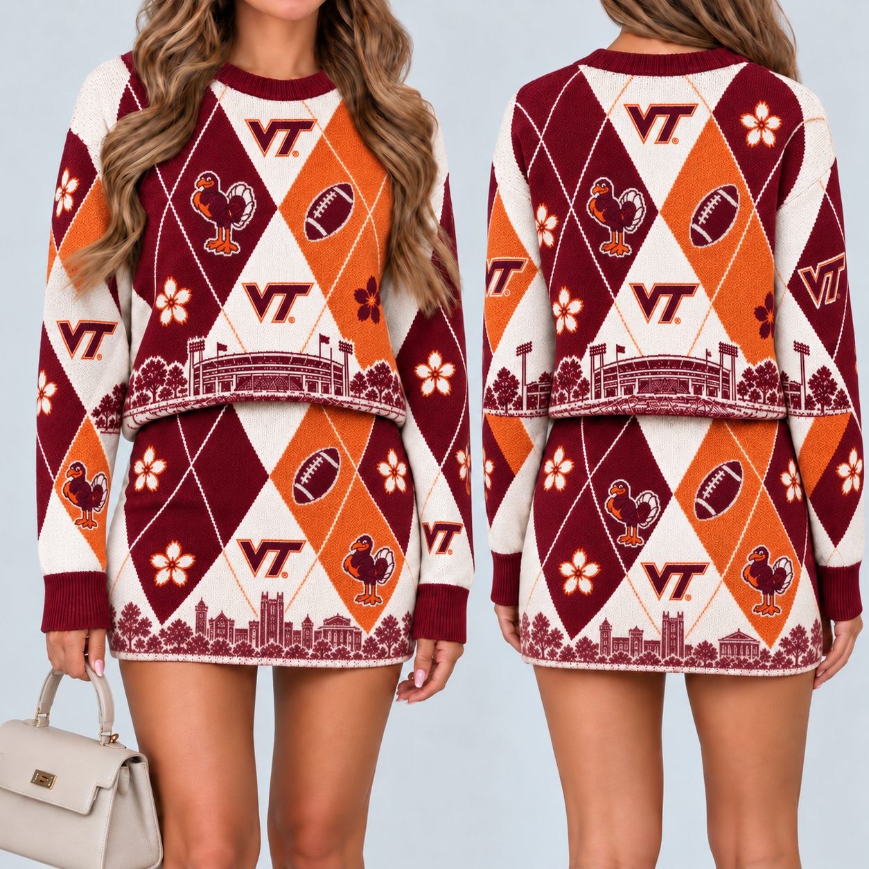 Virginia Tech Hokies Women's Argyle Shirt & Skirt Set