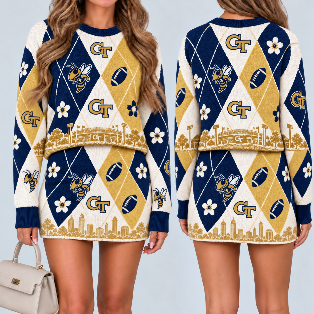 Georgia Tech Yellow Jackets Women's Argyle Shirt & Skirt Set