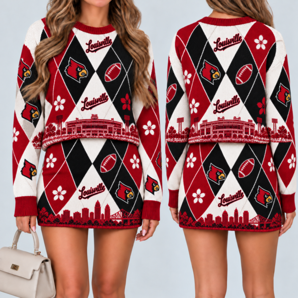 Louisville Cardinals Women's Argyle Shirt & Skirt Set
