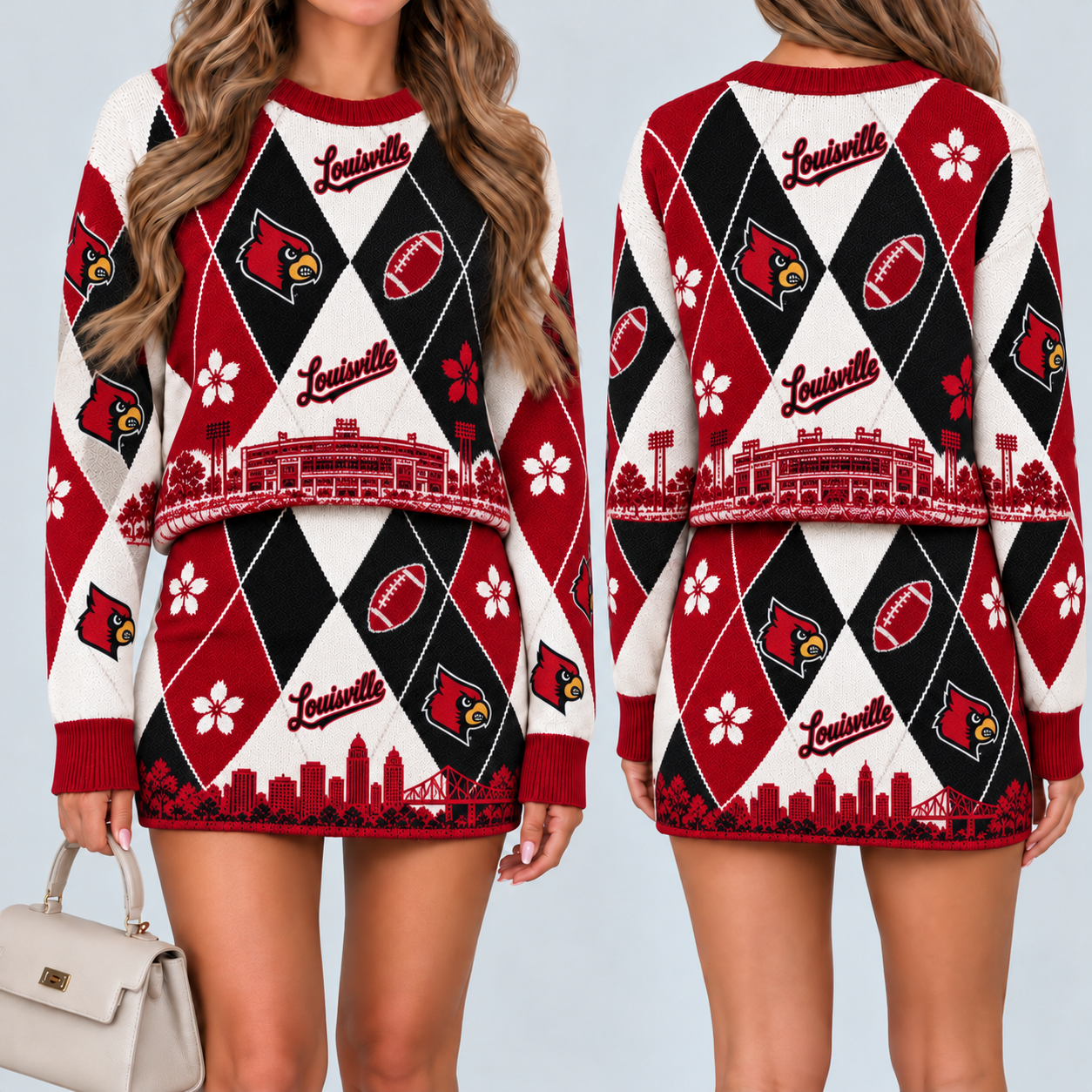 Louisville Cardinals Women's Argyle Shirt & Skirt Set
