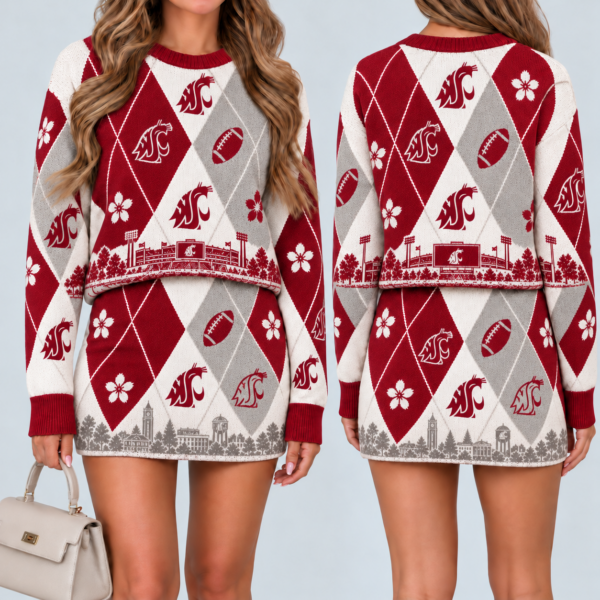 Washington State Cougars Women's Argyle Shirt & Skirt Set
