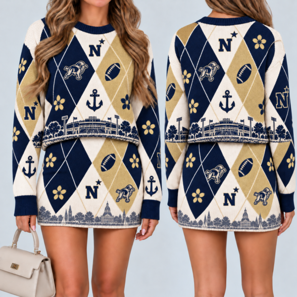 Navy Midshipmen Women's Argyle Shirt & Skirt Set