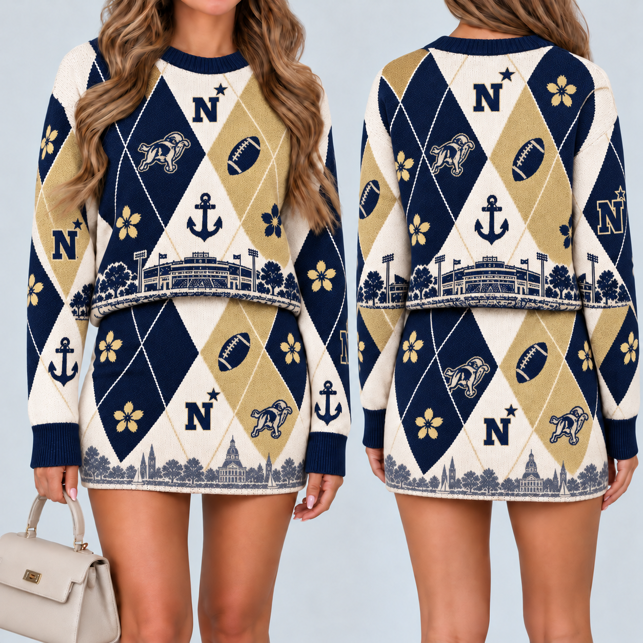 Navy Midshipmen Women's Argyle Shirt & Skirt Set