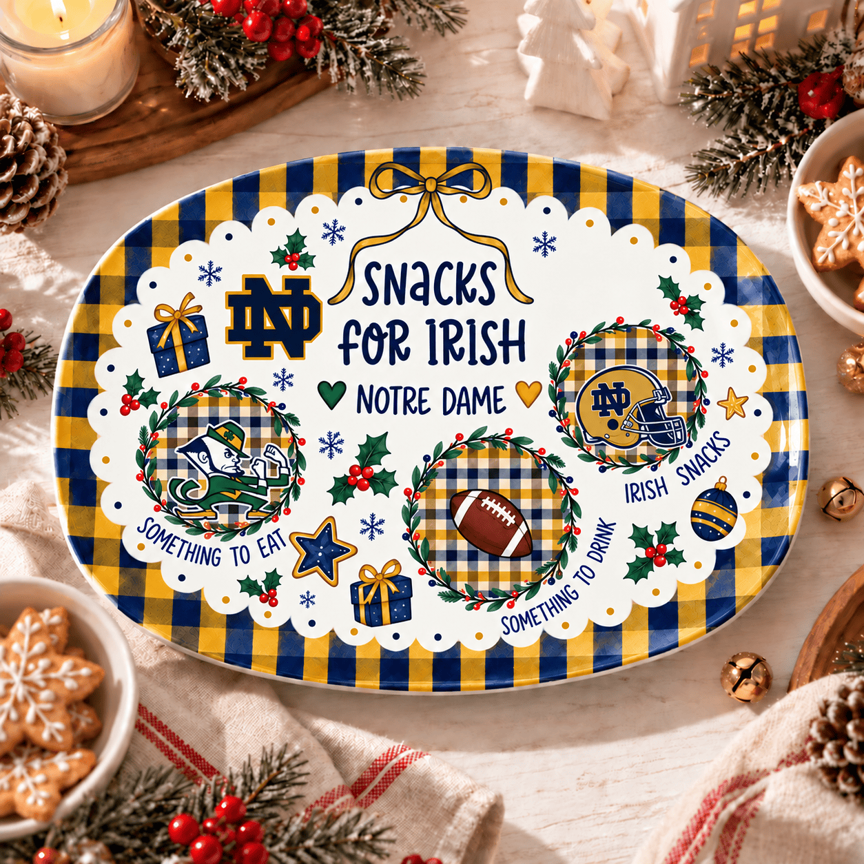 Notre Dame Fighting Irish Christmas Plate for Family