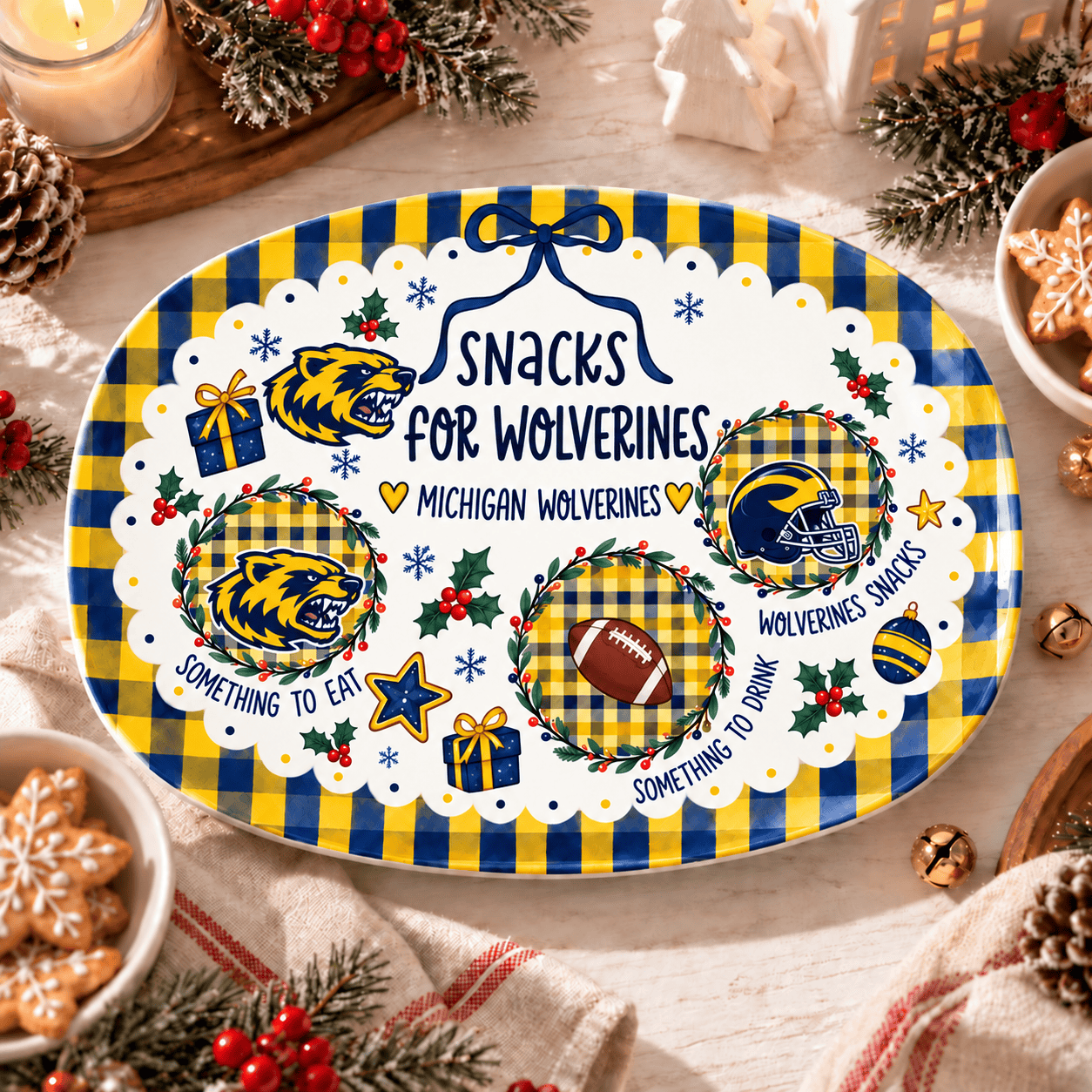 Michigan Wolverines Christmas Plate for Family