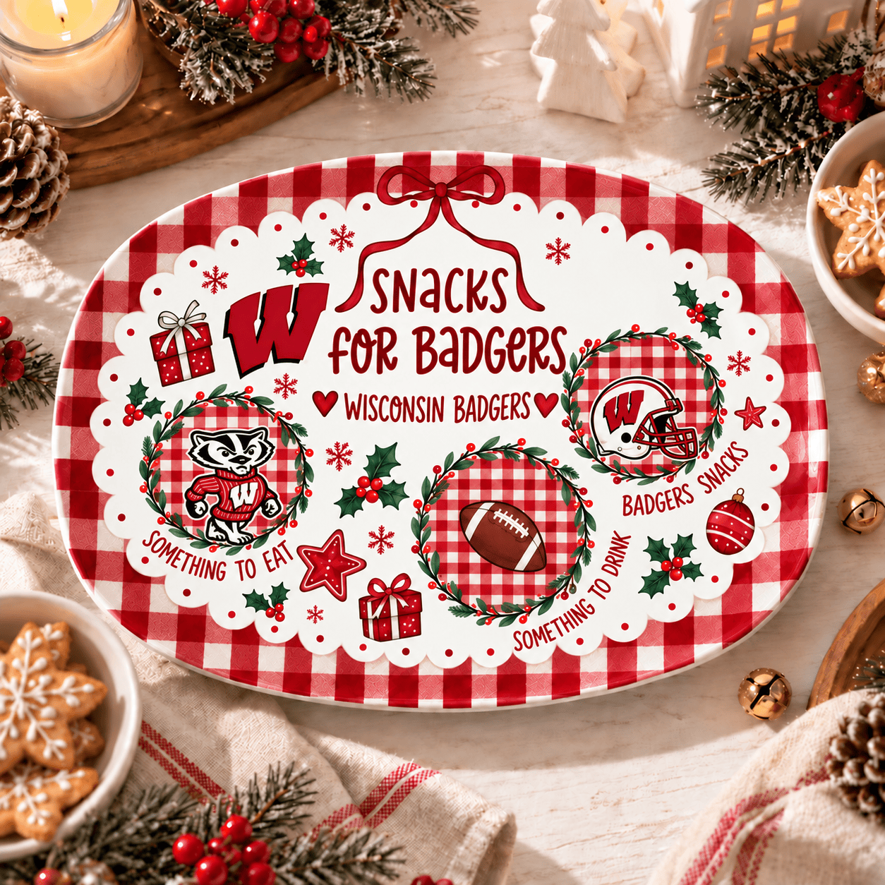 Wisconsin Badgers Christmas Plate for Family