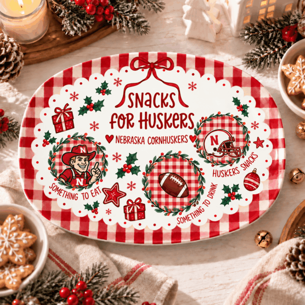 Nebraska Cornhuskers Christmas Plate for Family