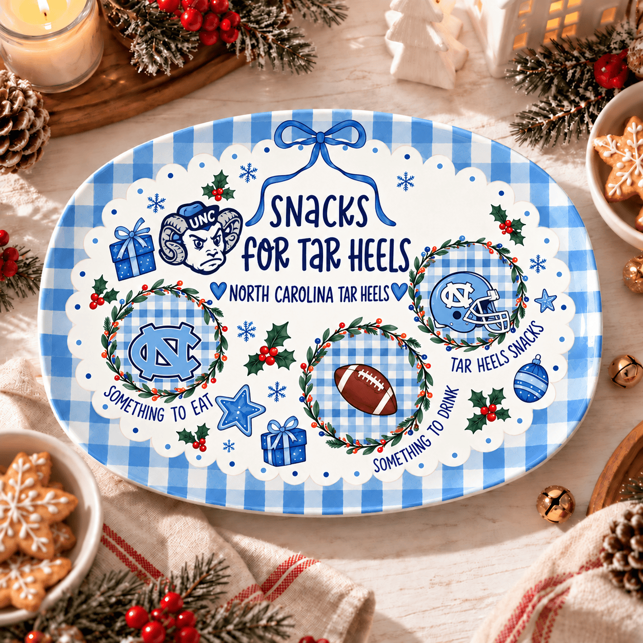 North Carolina Tar Heels Christmas Plate for Family