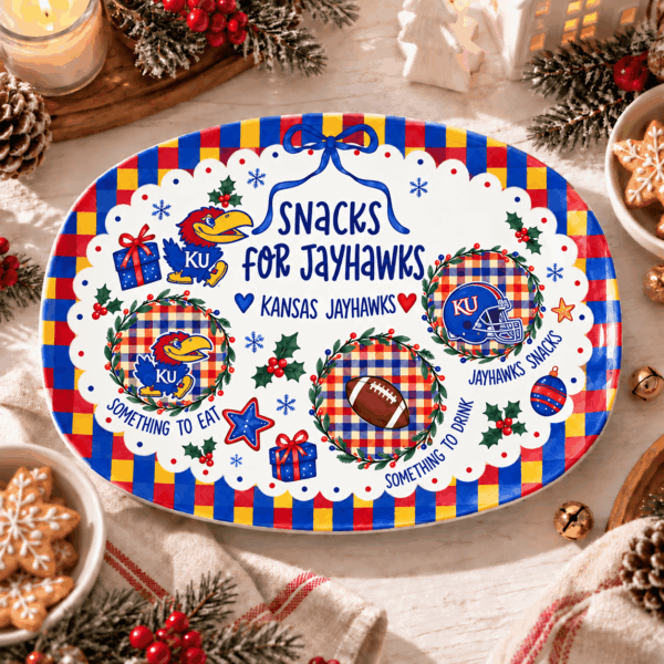 Kansas Jayhawks Christmas Plate for Family