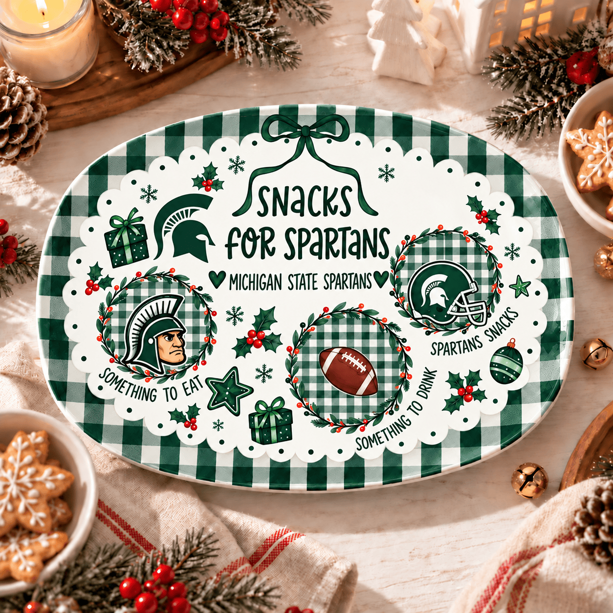 Michigan State Spartans Christmas Plate for Family