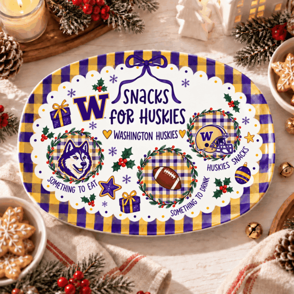 Washington Huskies Christmas Plate for Family
