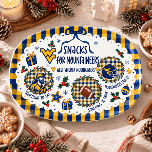 West Virginia Mountaineers Christmas Plate for Family