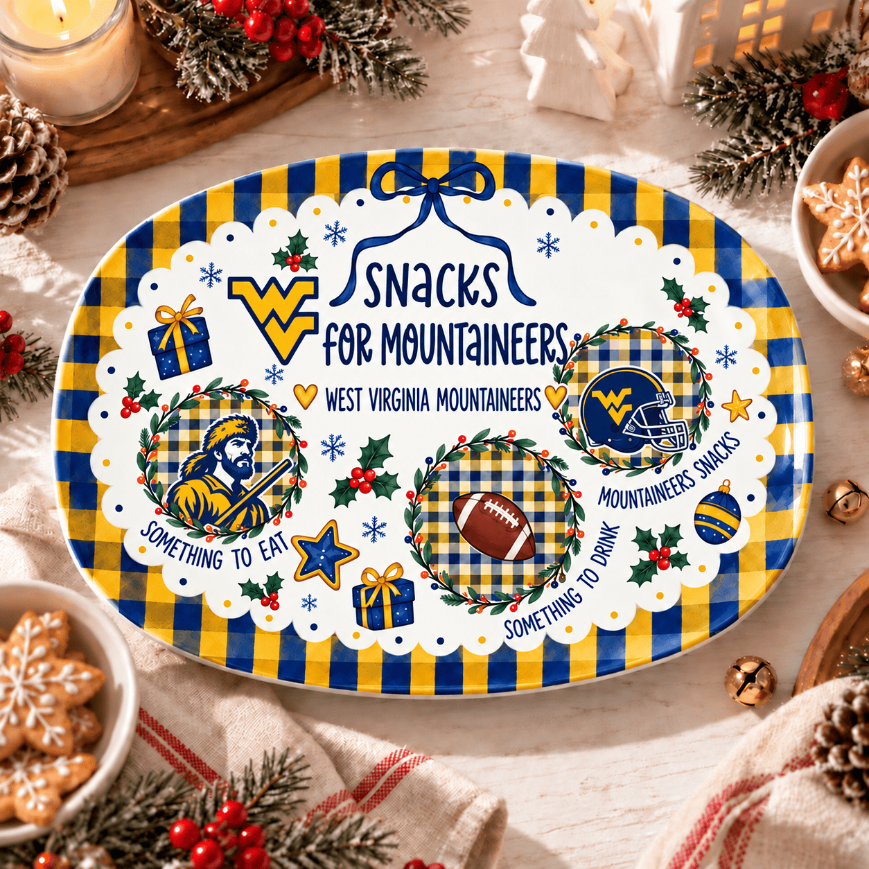 West Virginia Mountaineers Christmas Plate for Family