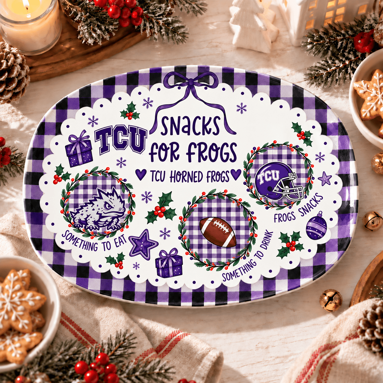 TCU Horned Frogs Christmas Plate for Family