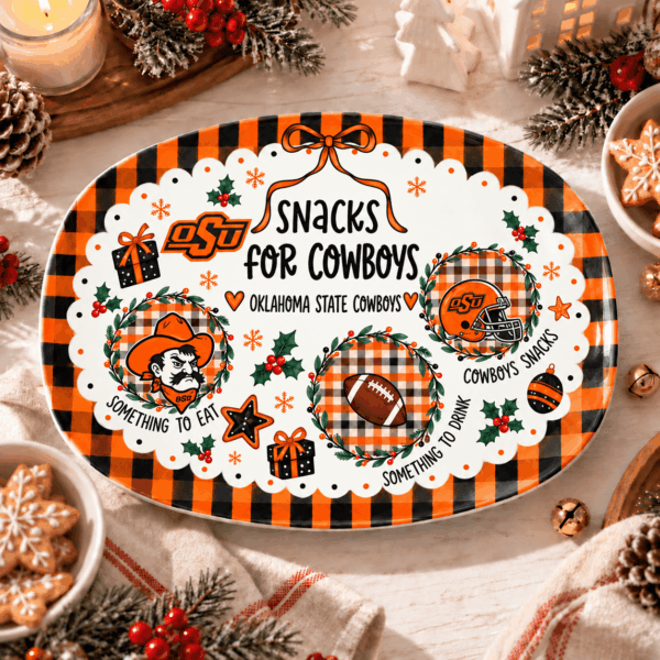 Oklahoma State Cowboys Christmas Plate for Family