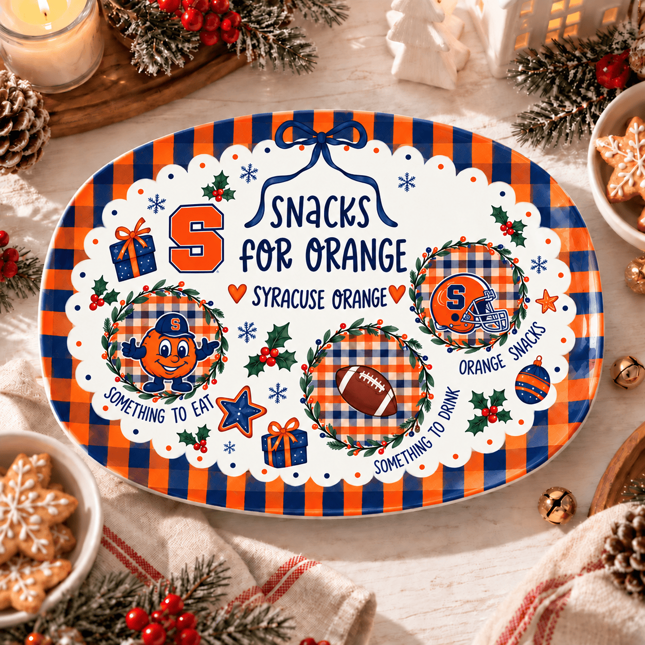 Syracuse Orange Christmas Plate for Family
