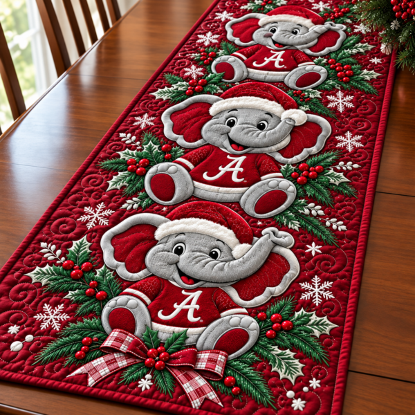 Alabama Crimson Tide Christmas Mascot Table Runner