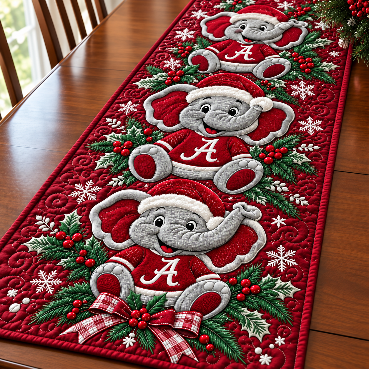 Alabama Crimson Tide Christmas Mascot Table Runner