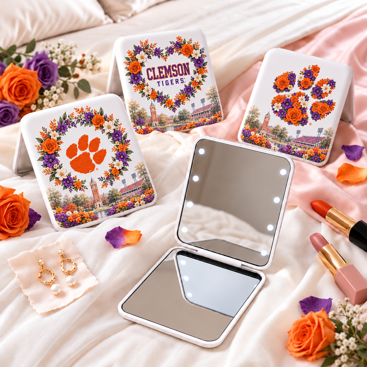 Clemson Tigers Floral Mirror
