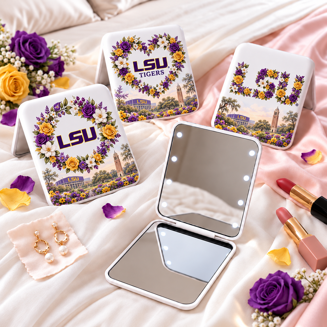 LSU Tigers Floral Mirror
