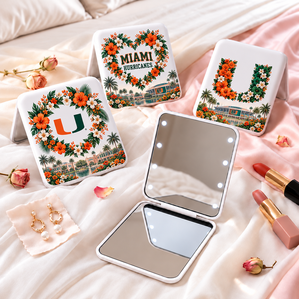 Miami Hurricanes Floral Mirror