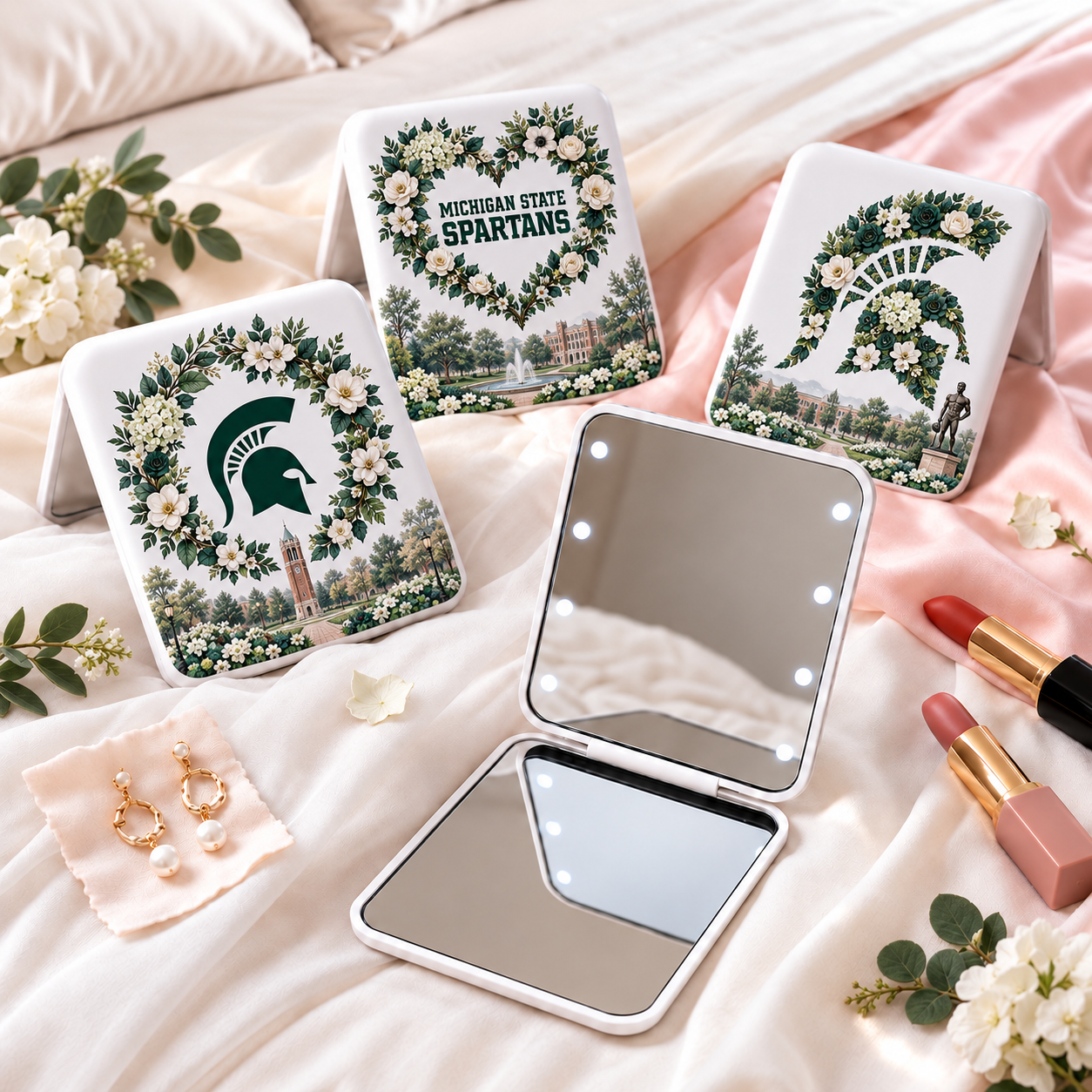 Michigan State Spartans Floral Mirror