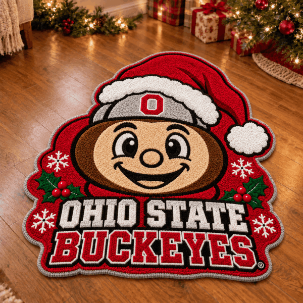 Ohio State Buckeyes Custom Shape Floor Mat Chirstmas Gift