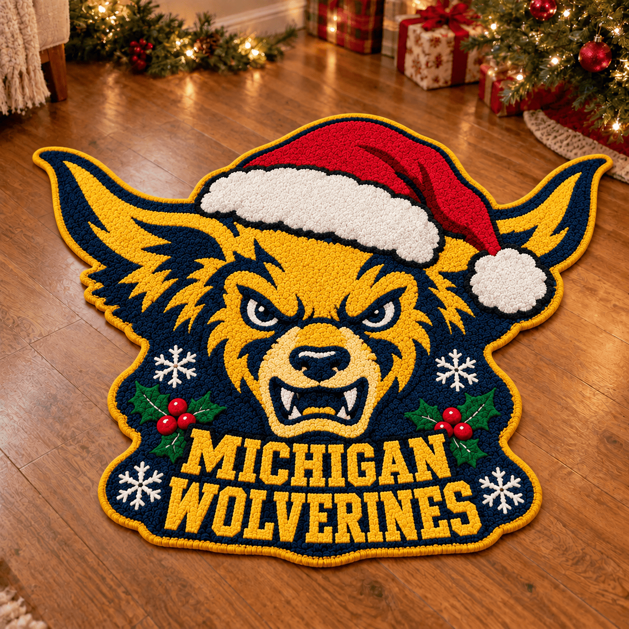 Michigan Wolverines Custom Shape Floor Mat Chirstmas Gift