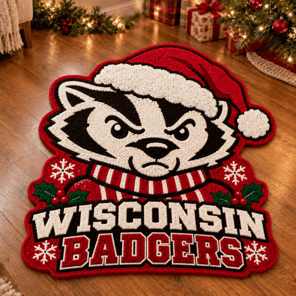 Wisconsin Badgers Custom Shape Floor Mat Chirstmas Gift