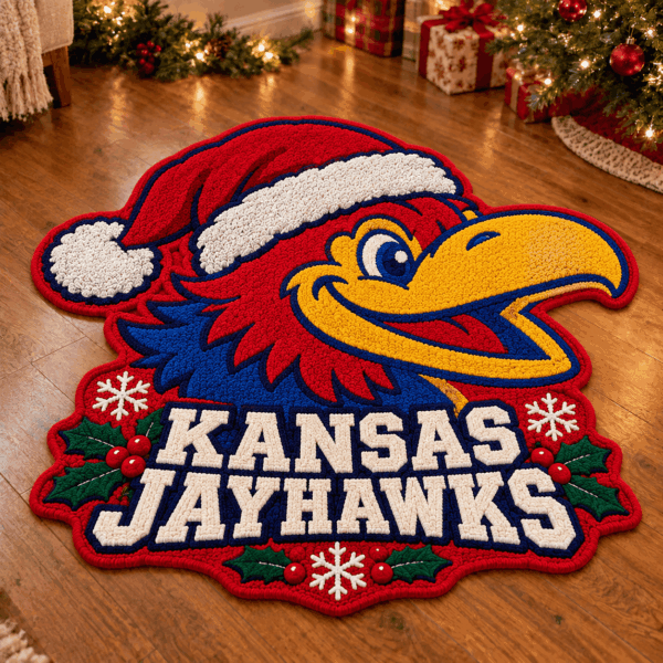 Kansas Jayhawks Custom Shape Floor Mat Chirstmas Gift