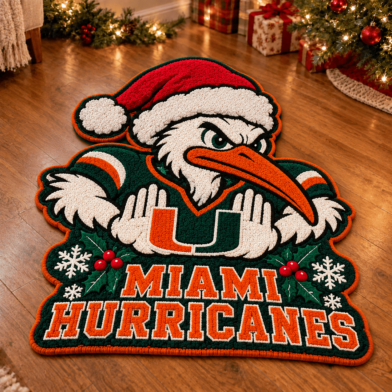 Miami Hurricanes Custom Shape Floor Mat Chirstmas Gift