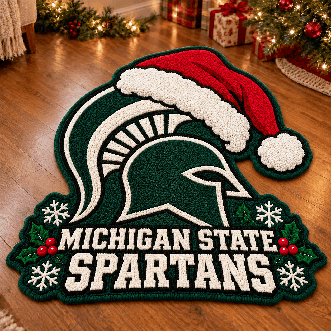 Michigan State Spartans Custom Shape Floor Mat Chirstmas Gift