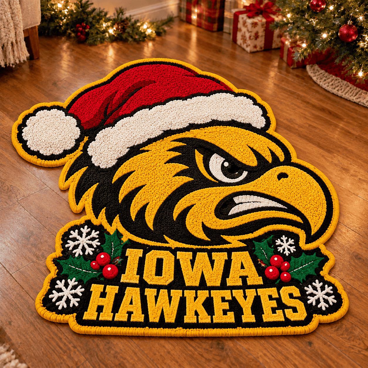 Iowa Hawkeyes Custom Shape Floor Mat Chirstmas Gift
