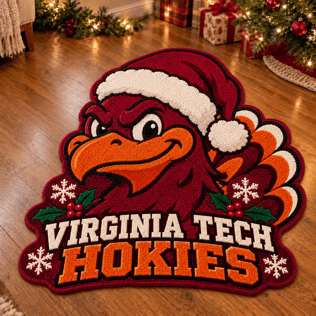 Virginia Tech Hokies Custom Shape Floor Mat Chirstmas Gift