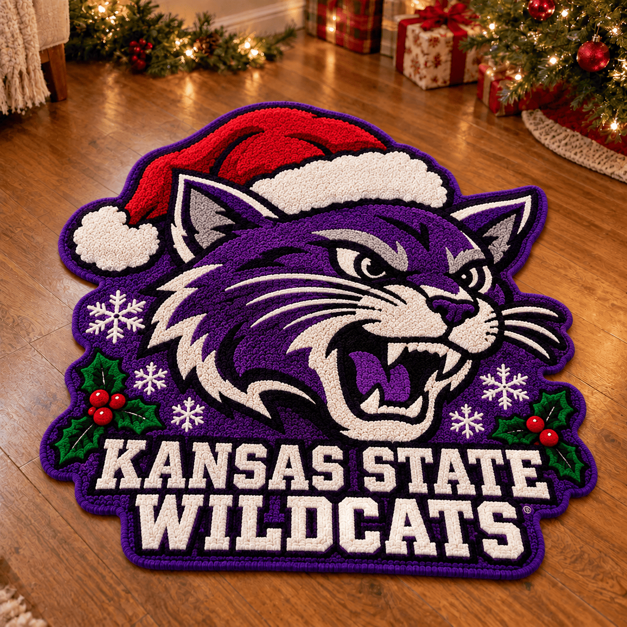 Kansas State Wildcats Custom Shape Floor Mat Chirstmas Gift
