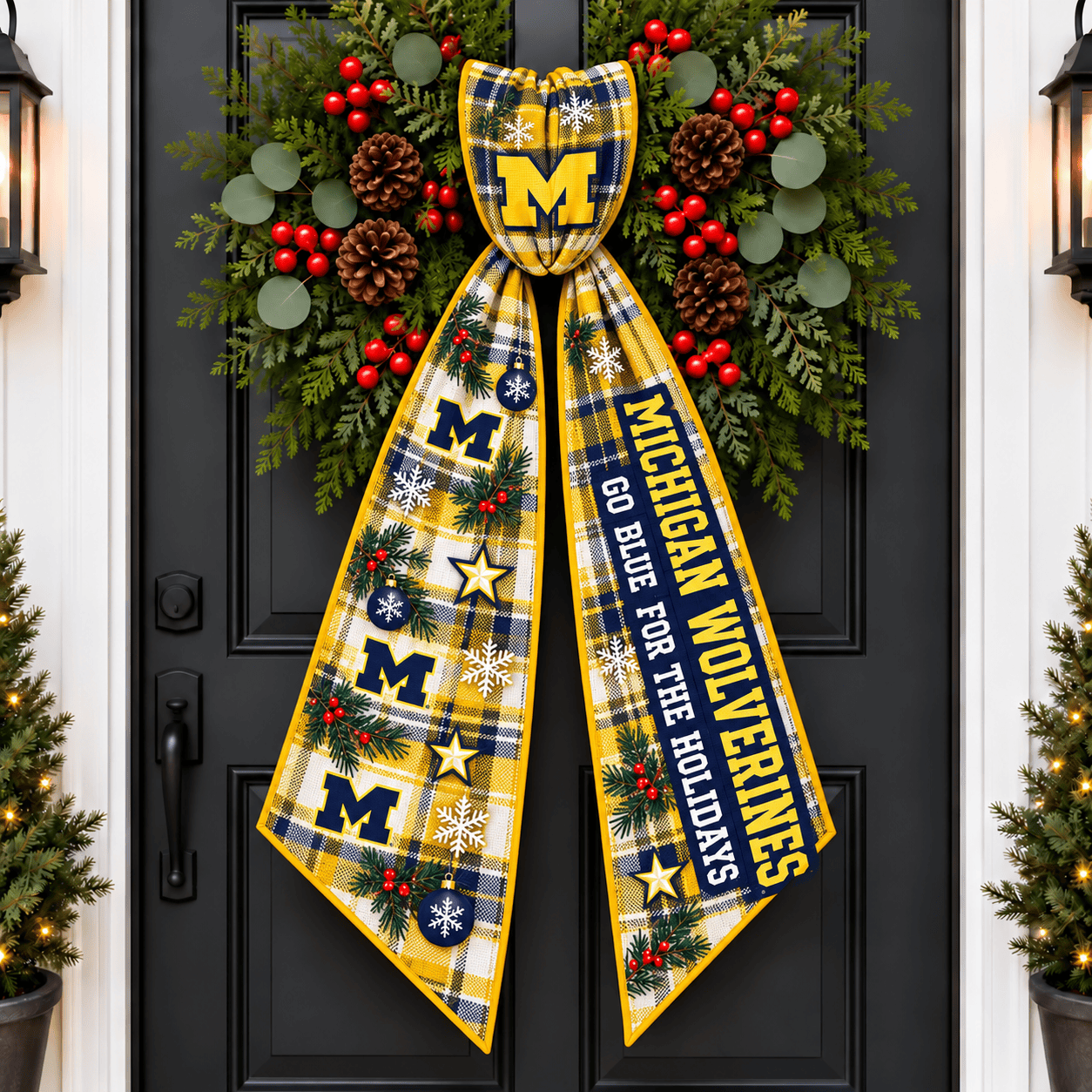 Michigan Wolverines Christmas Wreath Sash