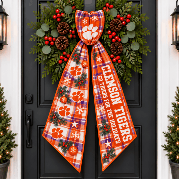 Clemson Tigers Christmas Wreath Sash