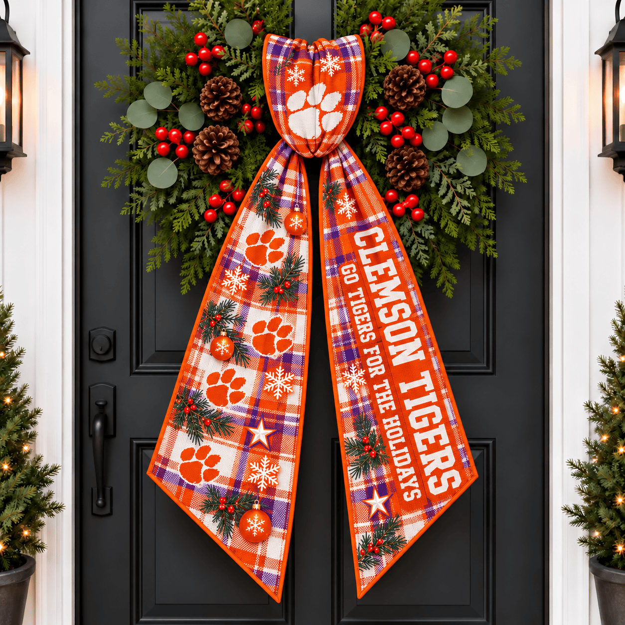 Clemson Tigers Christmas Wreath Sash