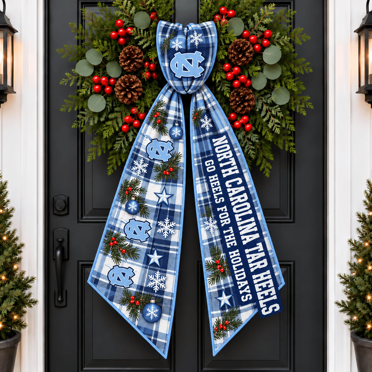 North Carolina Tar Heels Christmas Wreath Sash