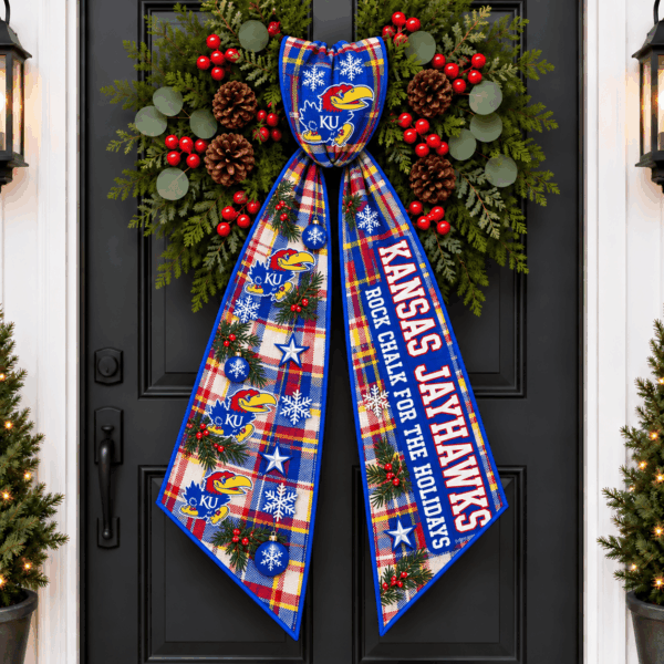Kansas Jayhawks Christmas Wreath Sash