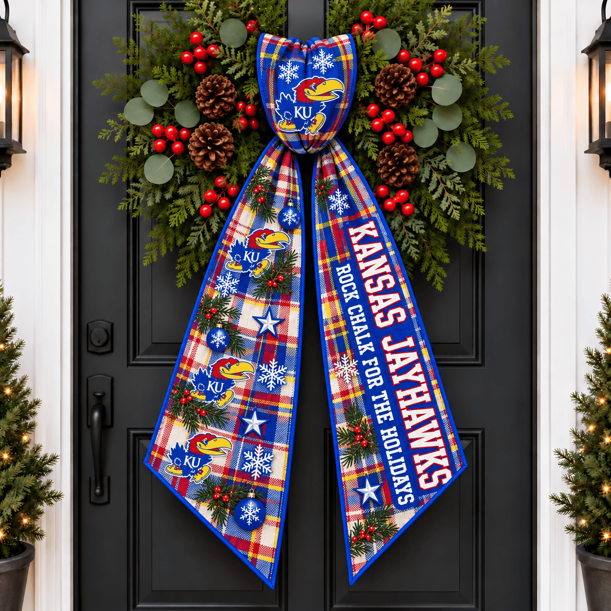 Kansas Jayhawks Christmas Wreath Sash
