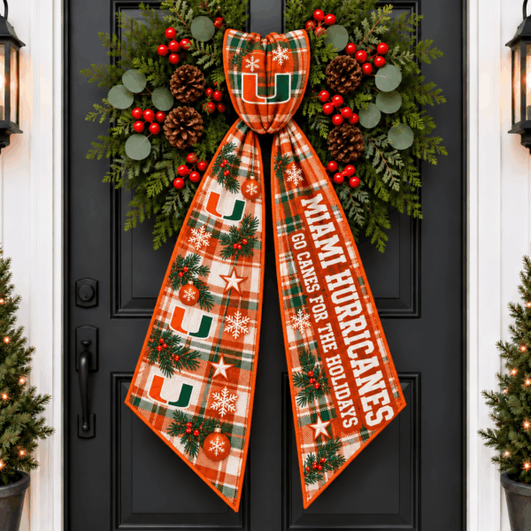 Miami Hurricanes Christmas Wreath Sash