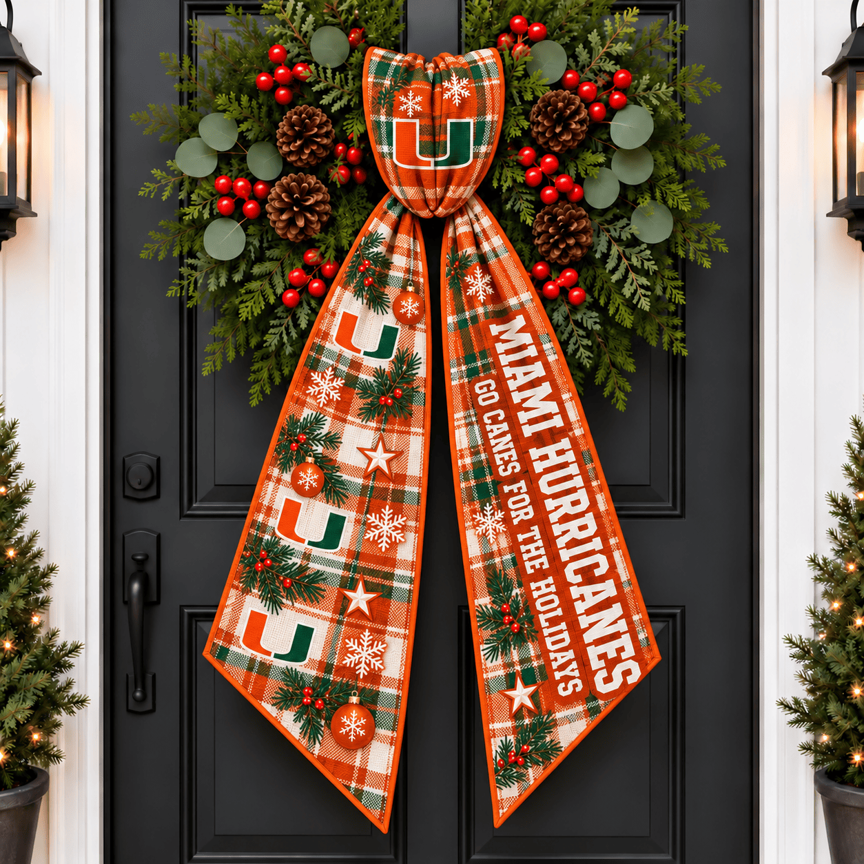 Miami Hurricanes Christmas Wreath Sash