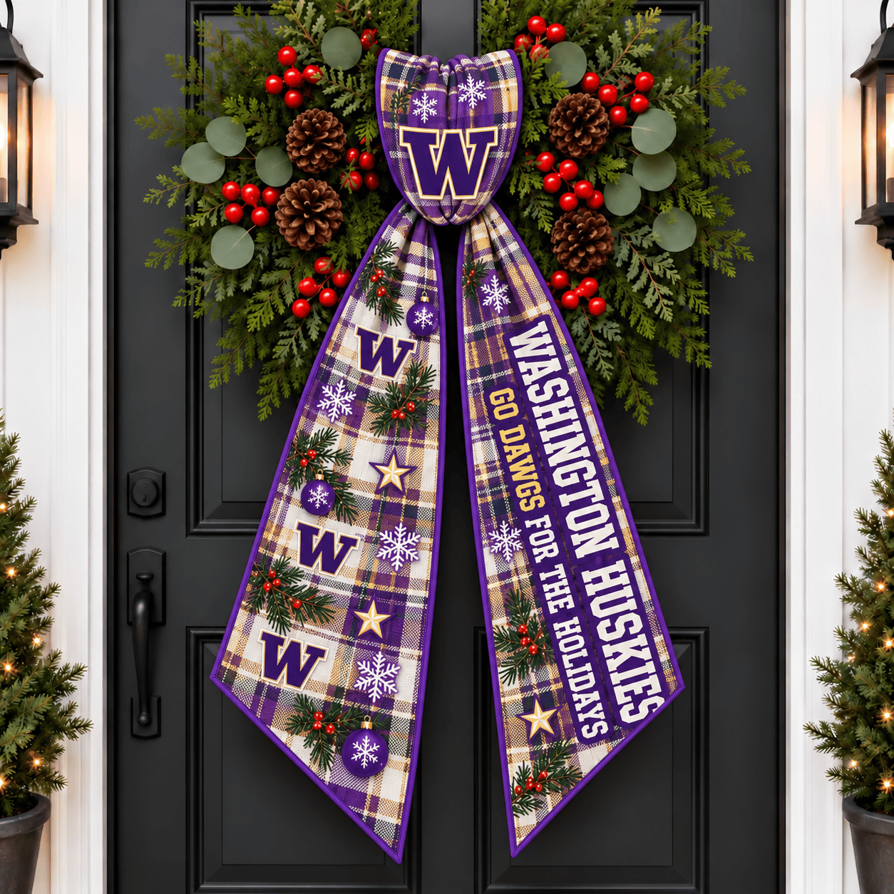 Washington Huskies Christmas Wreath Sash